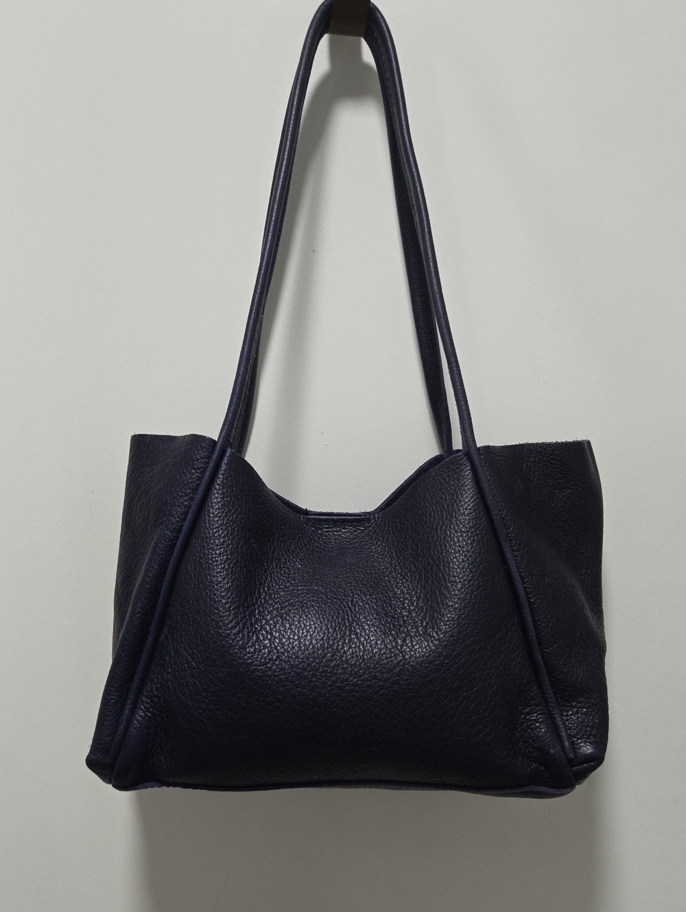Portland Leather Navy Pebbled Shoulder Bag